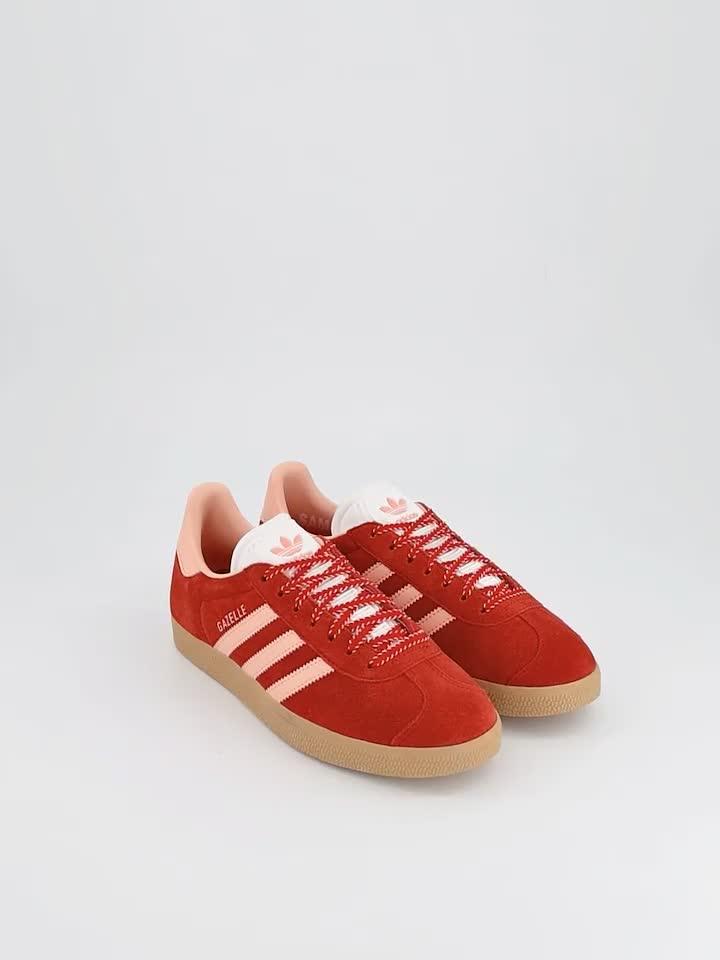 Video of adidas-originals-womens-gazelle-trainers-bet-scarletglow-pinkgold-met