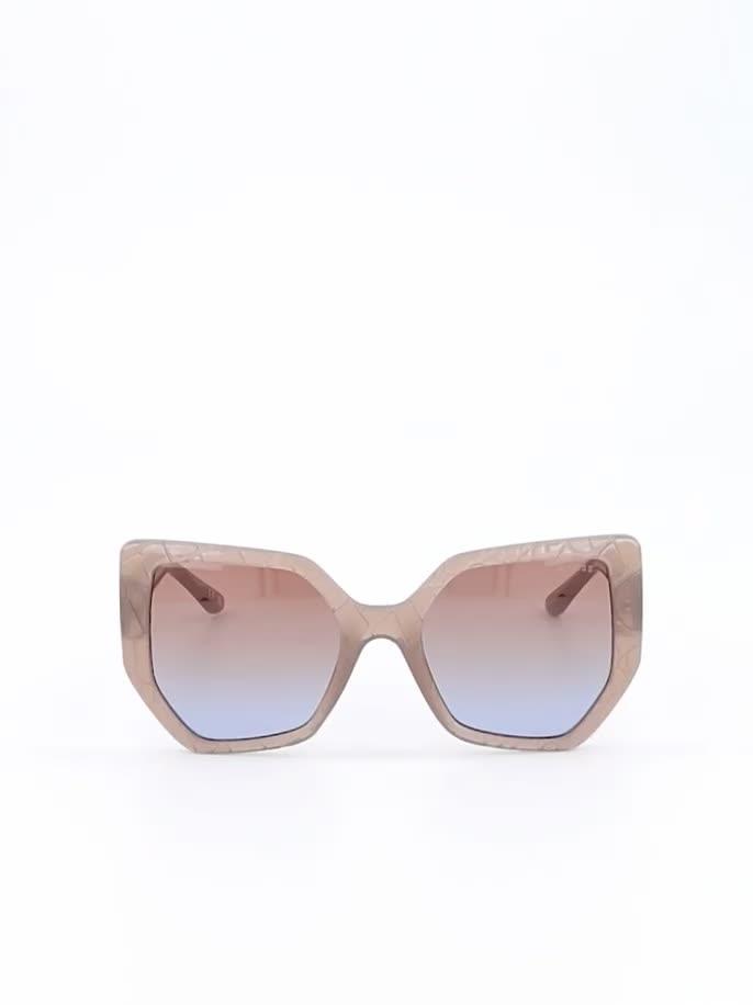Video of guess-geometric-oversized-sunglasses-shiny-beige