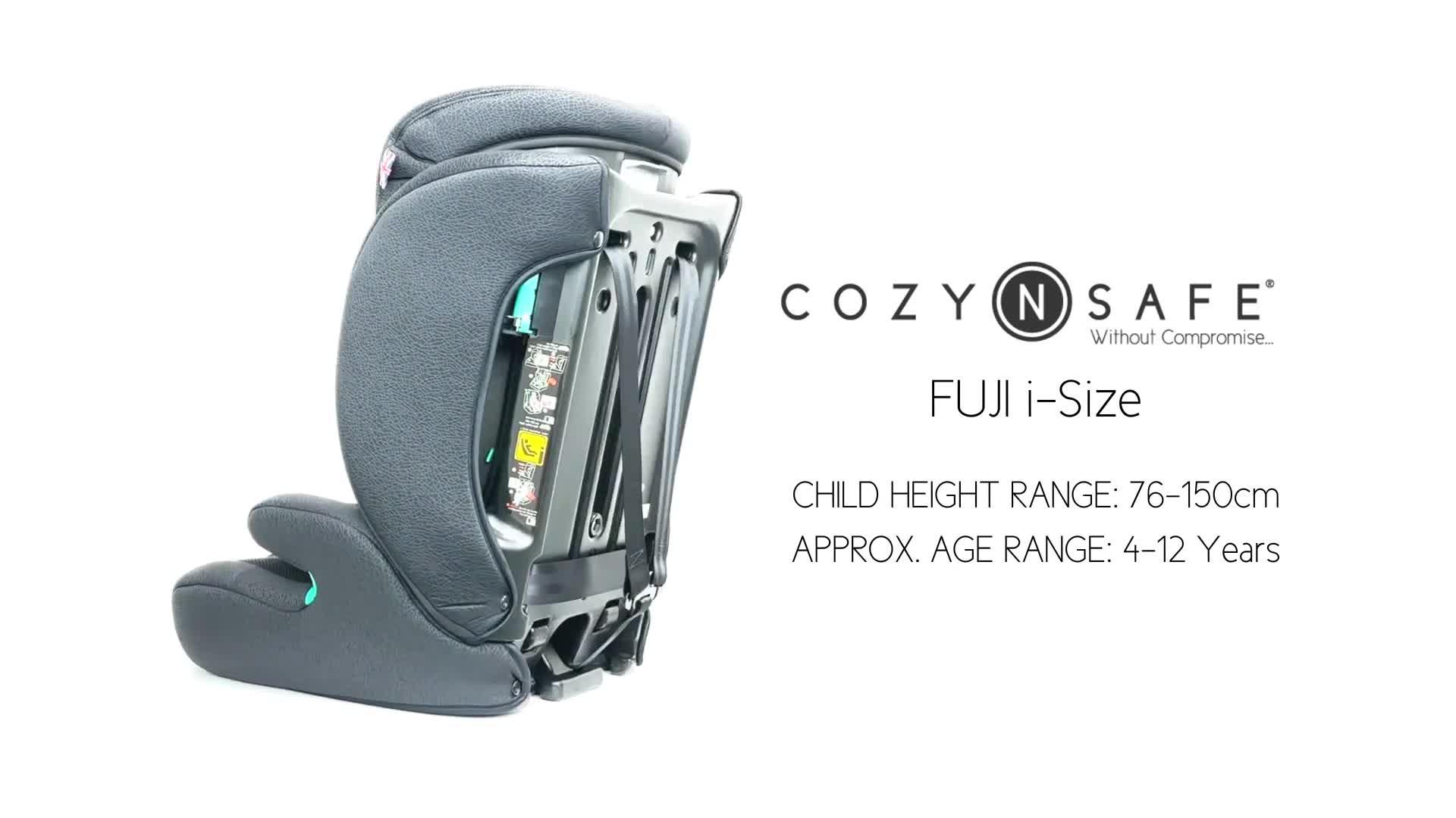 Video of cozy-n-safe-fuji-76-150cm-i-size-child-car-seat-blackgrey