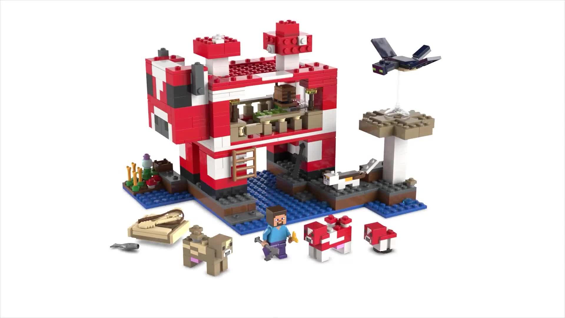Video of lego-minecraft-the-mooshroom-house-toy-playset-21270