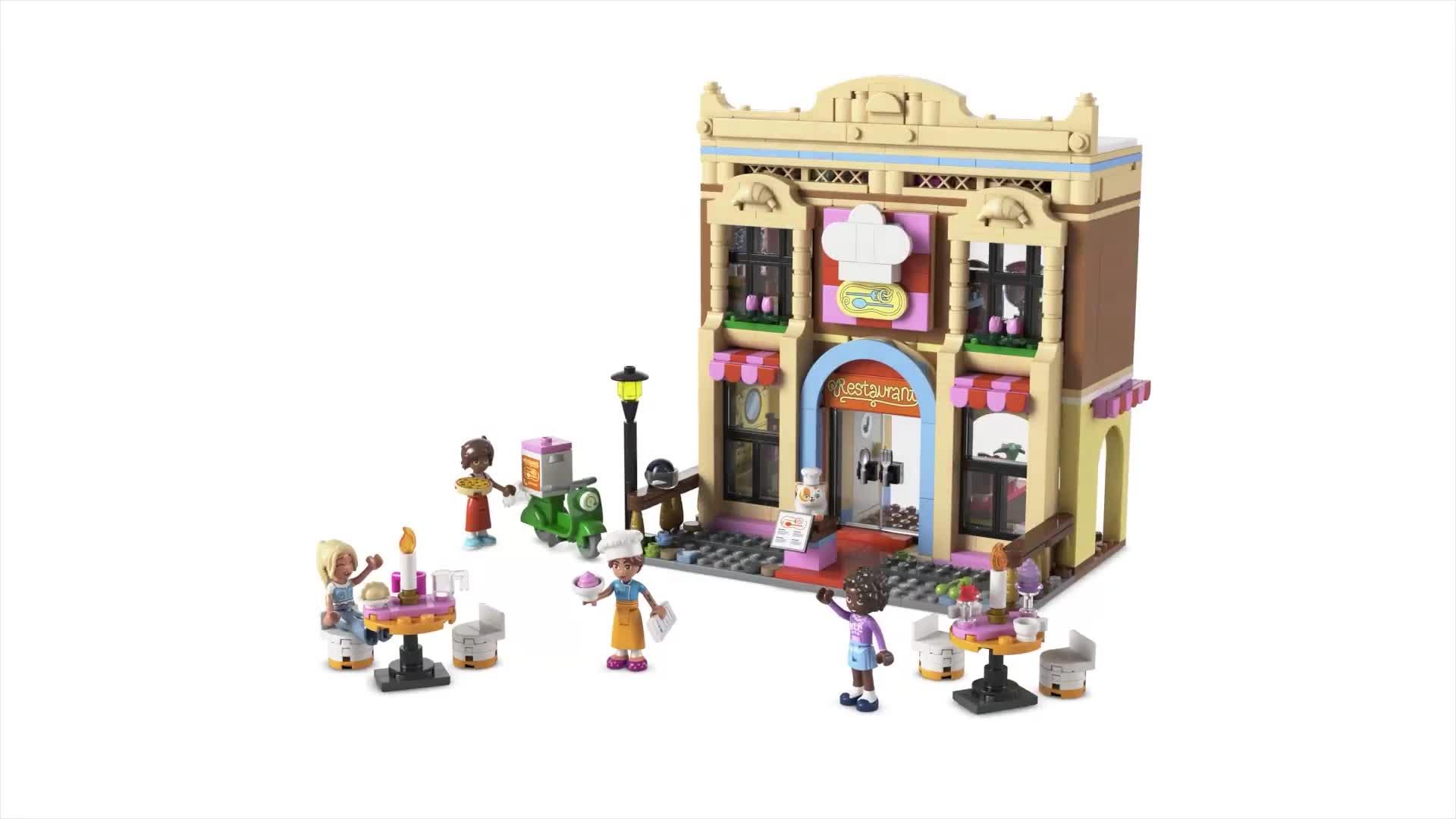 Video of lego-friends-restaurant-and-cooking-school-set-42655