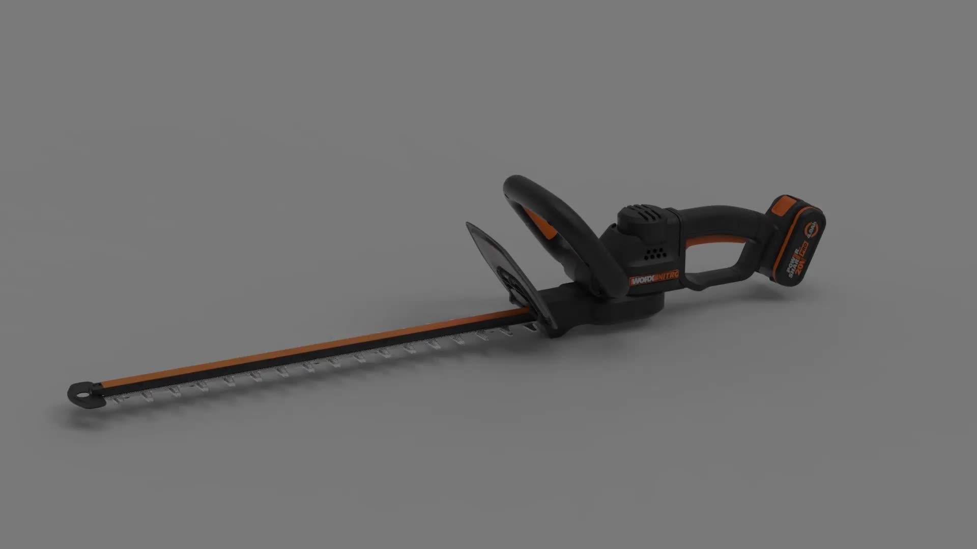 Video of worx-20v-57cm-brushless-cordless-hedge-trimmer-with-x1-40ah-battery-and-charger
