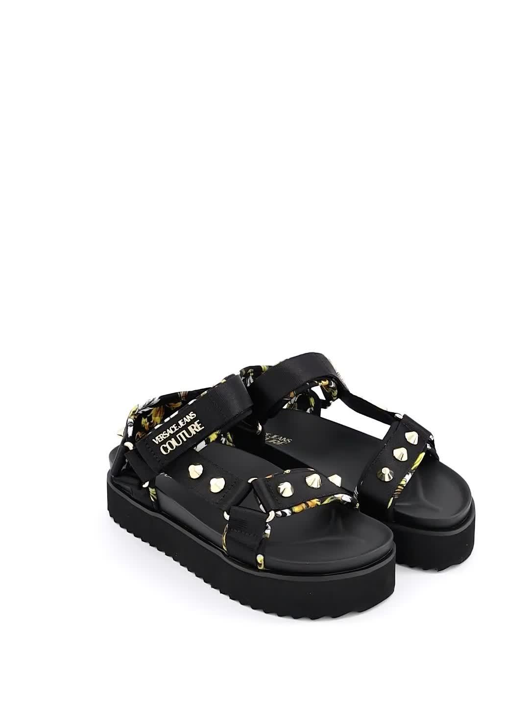 Versace Jeans Couture Ribbon Neoprene Studded Chunky Sandal
