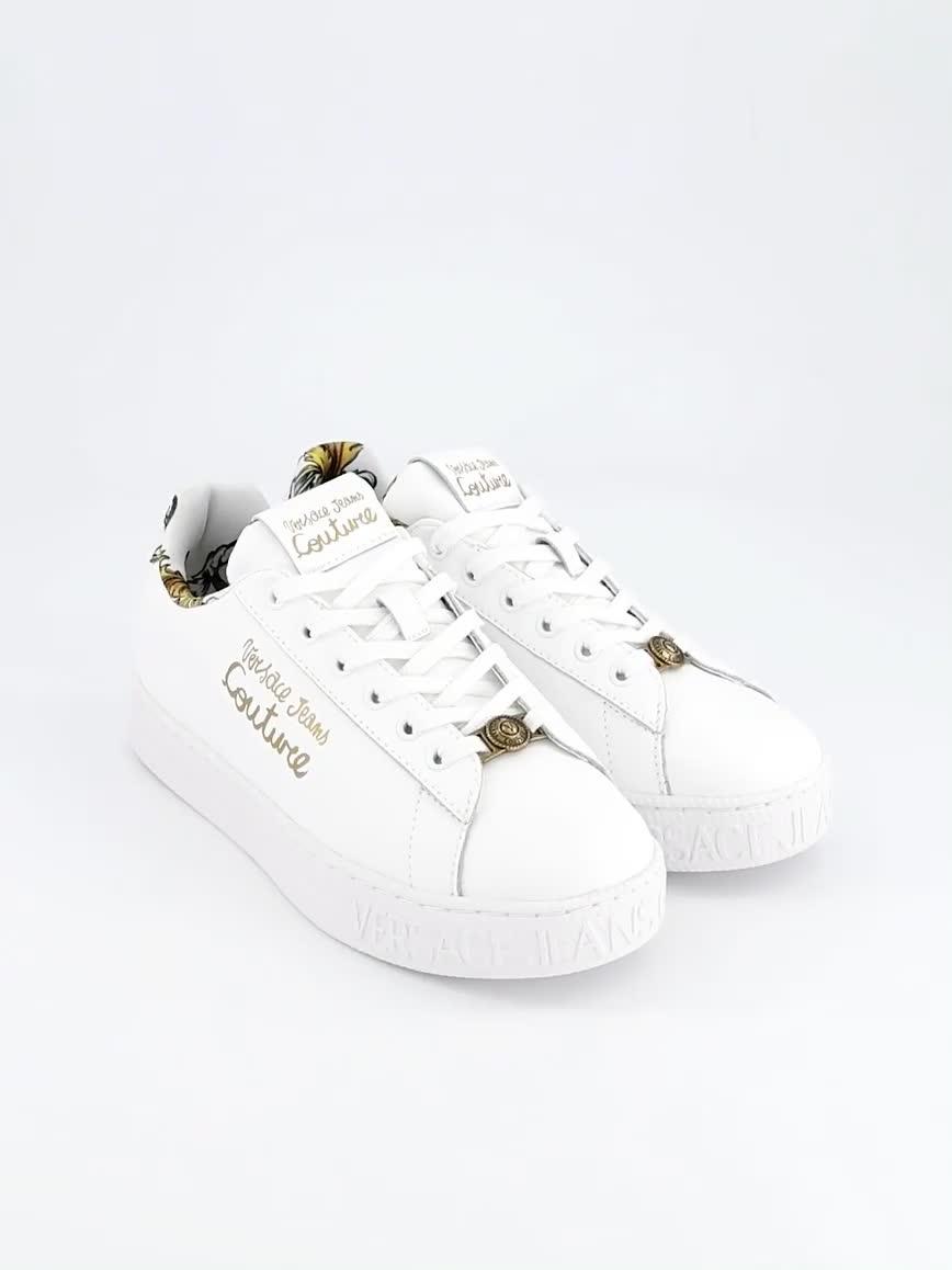 Image thumbnail 7 of 7 of Versace Jeans Couture Baroque Trim Logo Sneakers - White/Gold
