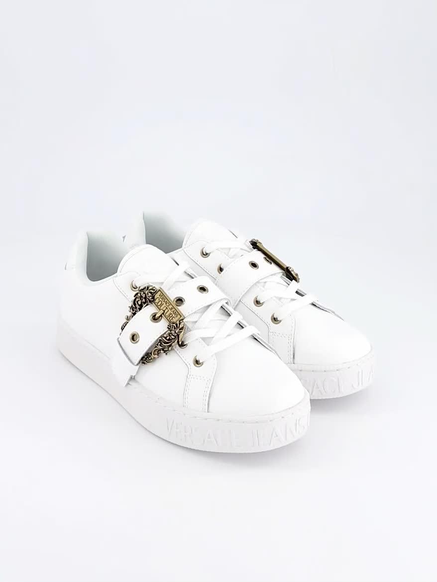 Video of versace-jeans-couture-buckle-detail-sneakers-white