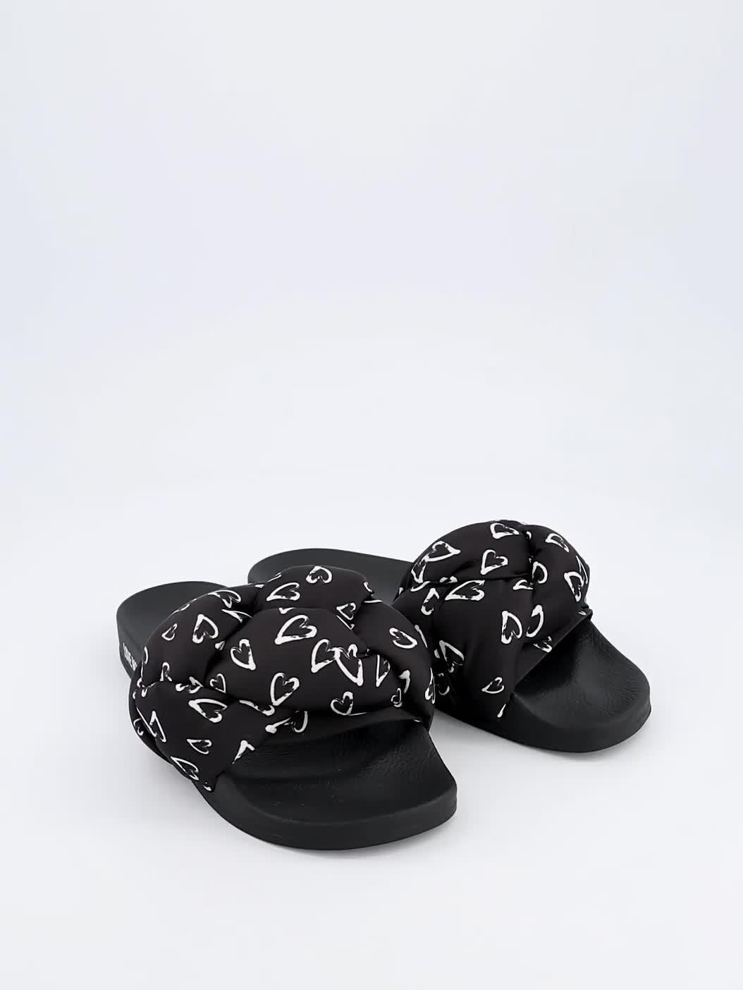 Image thumbnail 5 of 5 of LOVE MOSCHINO Heart Printed Satin Slide - Black