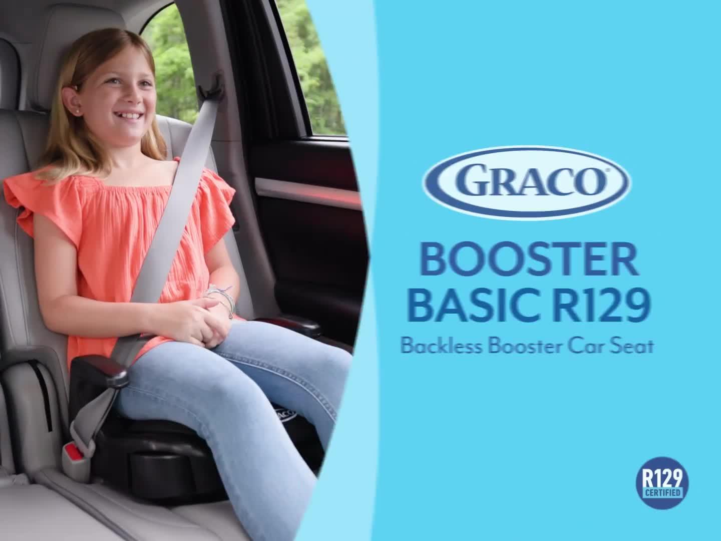 Video of graco-booster-basic-r129-car-seat-opal-sky