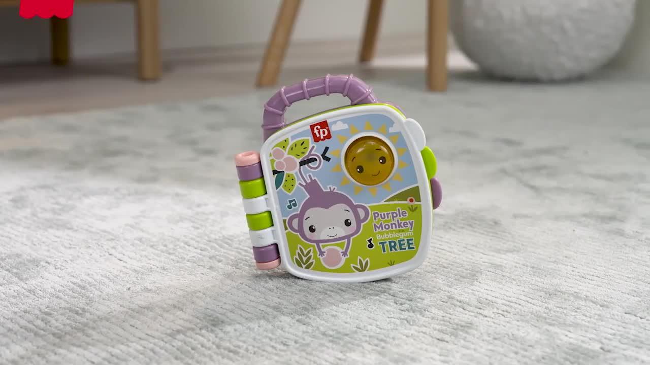 Video of fisher-price-purple-monkey-musical-storybook-toy-for-baby-amp-toddler-with-lights-amp-sounds