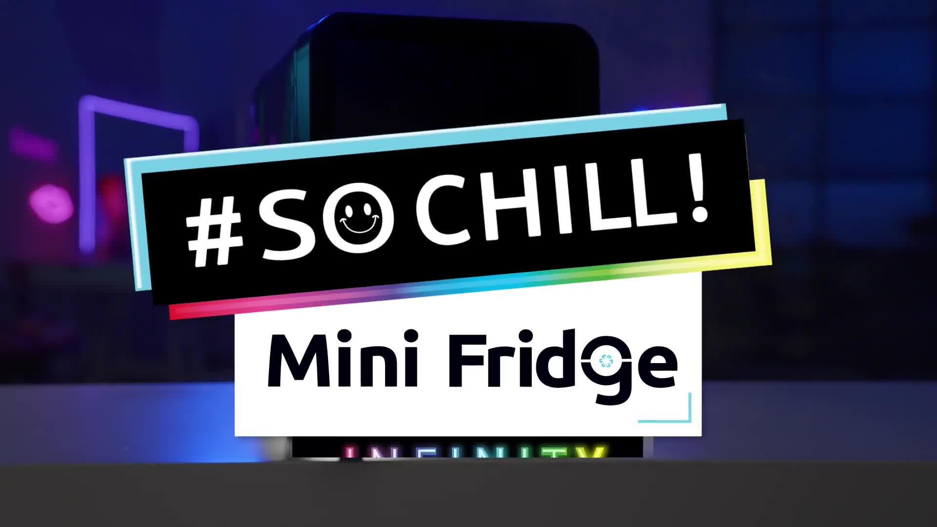 Video of so-chill-mini-fridge-infinity-chills-6-regular-cans-mirror-effect-lednbspdoor-dark-blue