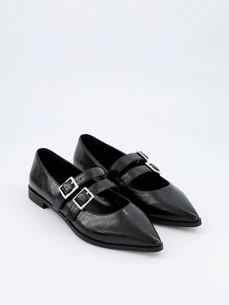 Image thumbnail 8 of 8 of V by Very Pointed Double Strap Ballet Pumps - Black