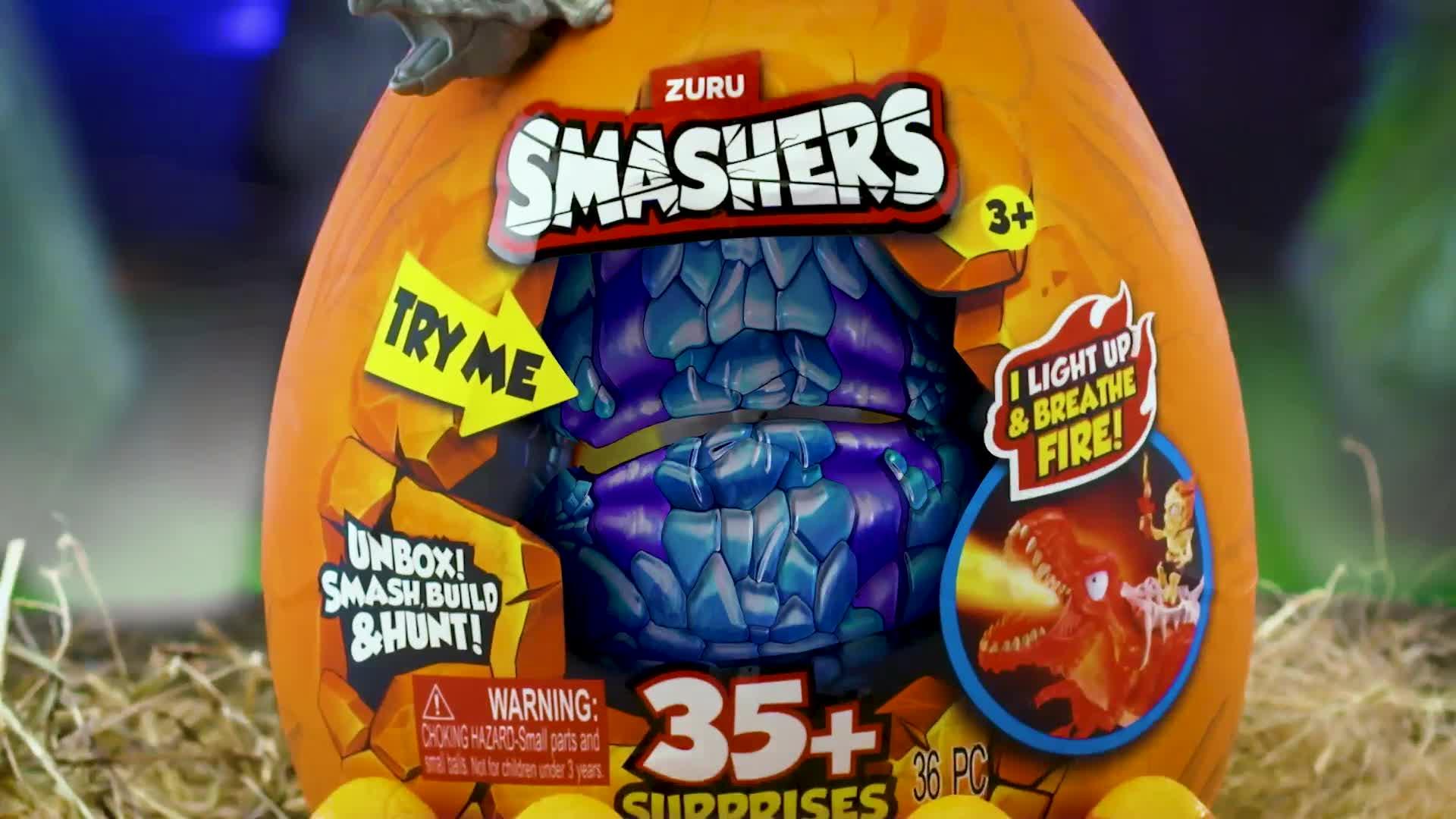Video of zuru-smashers-dino-egg-hunt-35-mysterynbspsurprise-pieces-inside