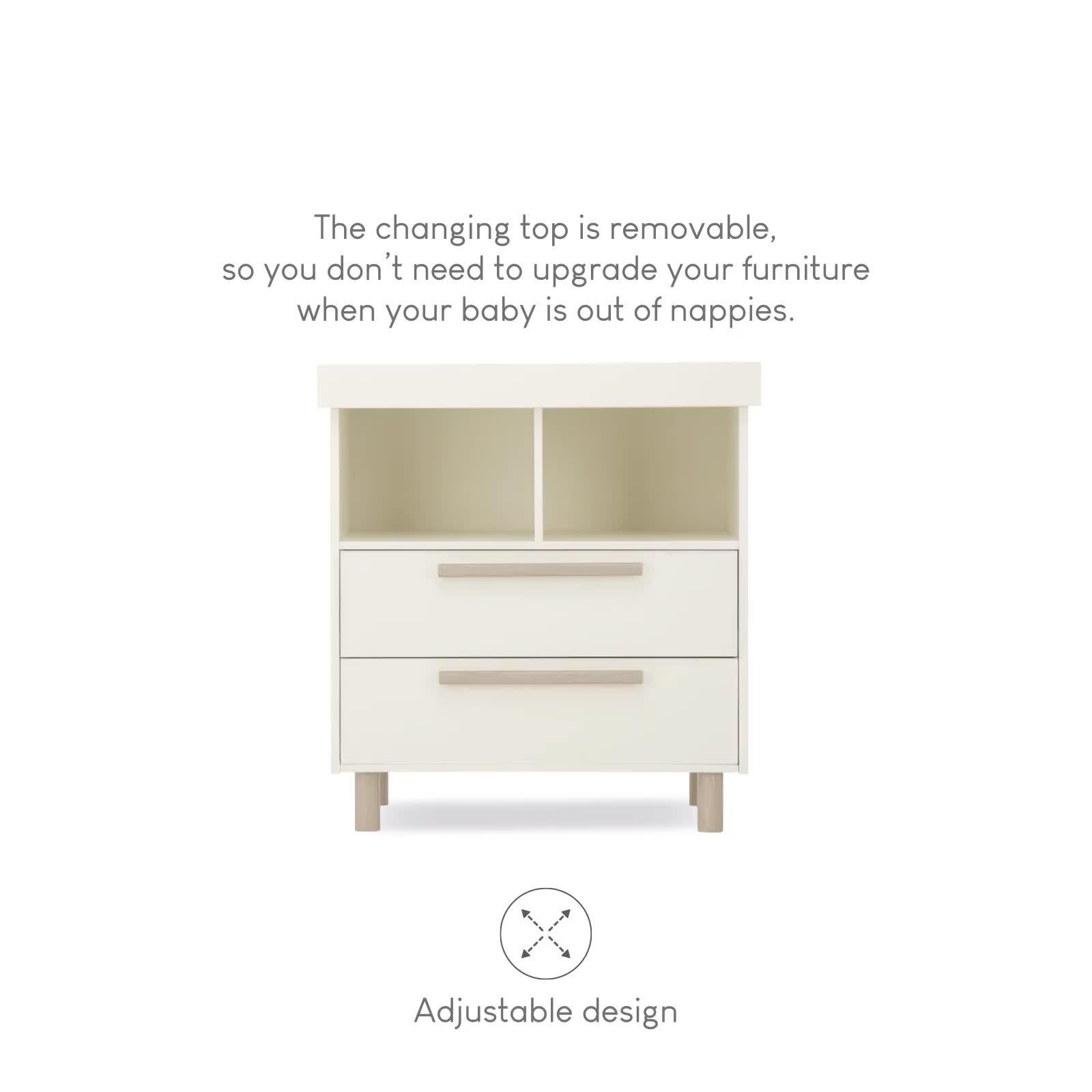 Video of cuddleco-harper-dresser-changer-cream-ash