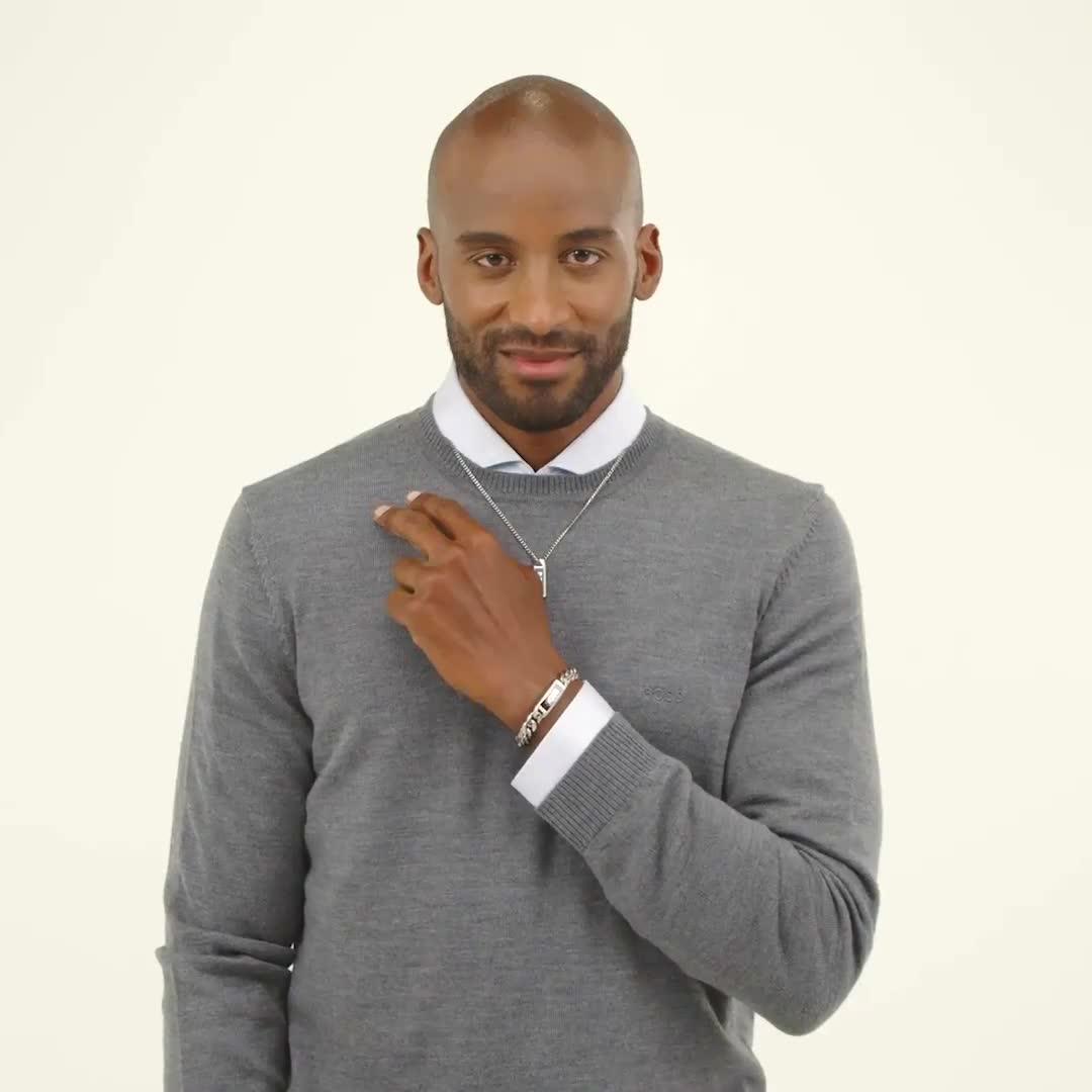 Image thumbnail 6 of 6 of BOSS Kassy Emblem Men's Bracelet Silver