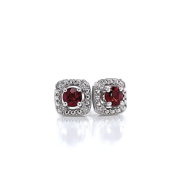 Video of h-samuel-sterling-silver-earrings-diamond-garnet-january-birth-samuel-tone-earrings