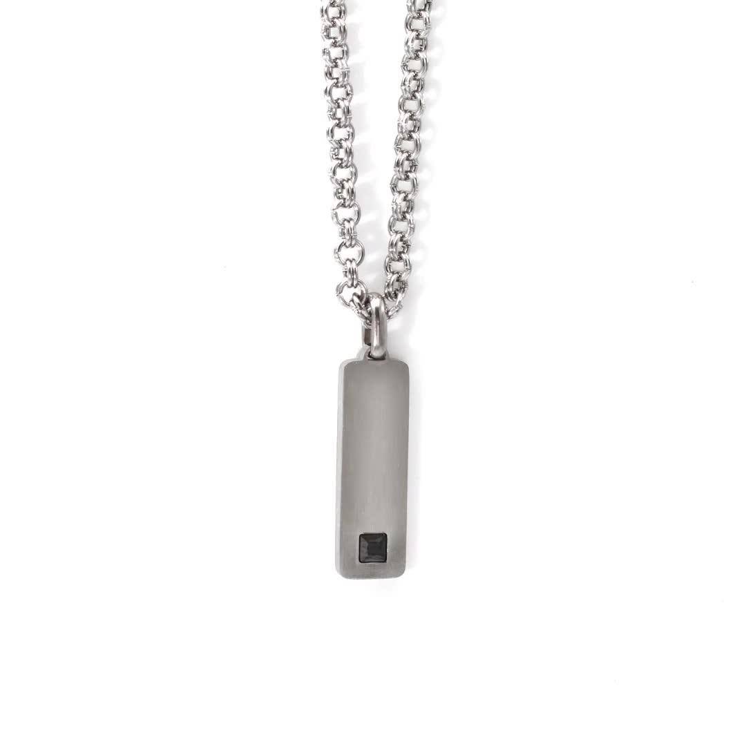 Video of say-it-with-mens-cz-tag-pendant-chain-stainless-steel