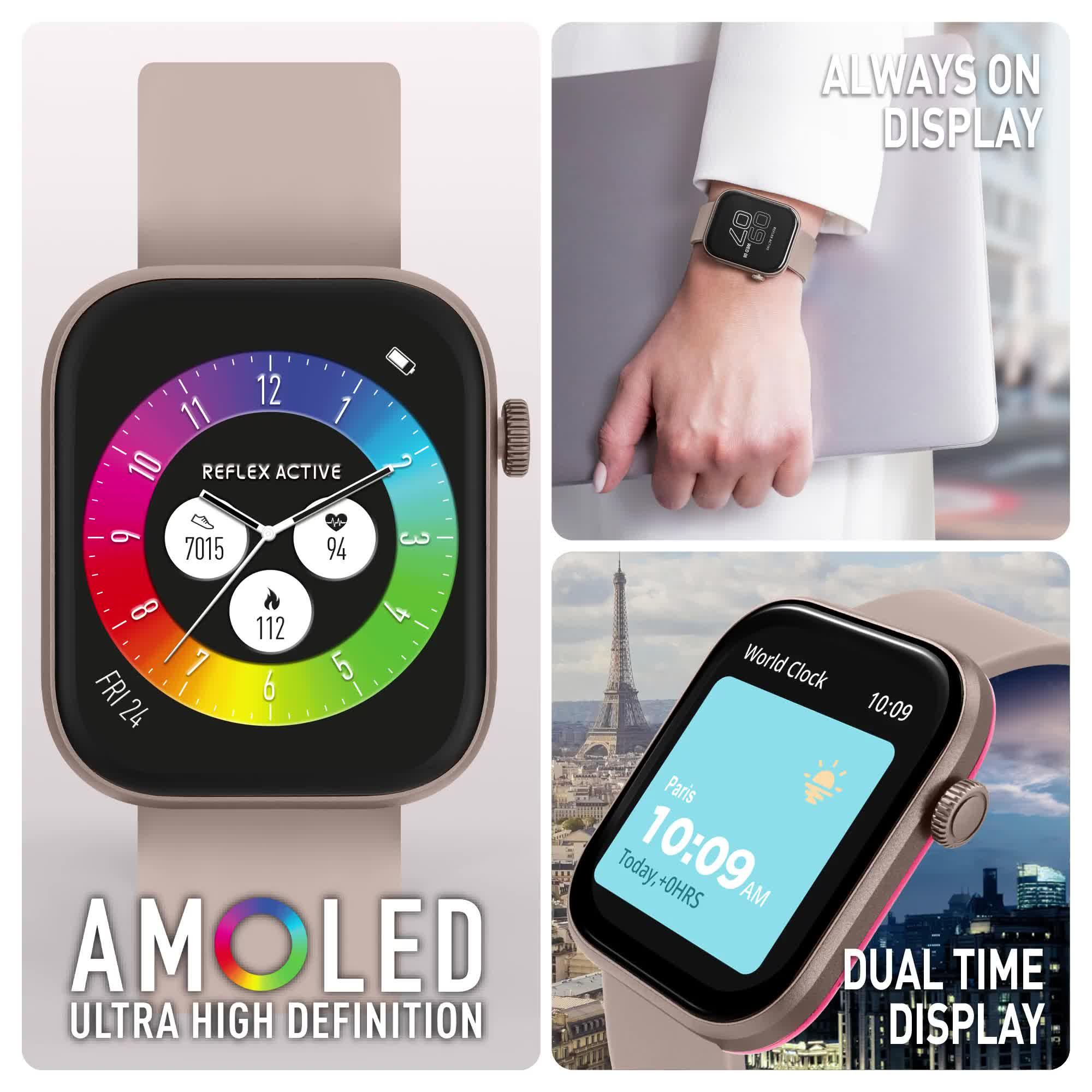 Video of reflex-active-series-40-amoled-smart-aluminium-mink-strap-calling-watch