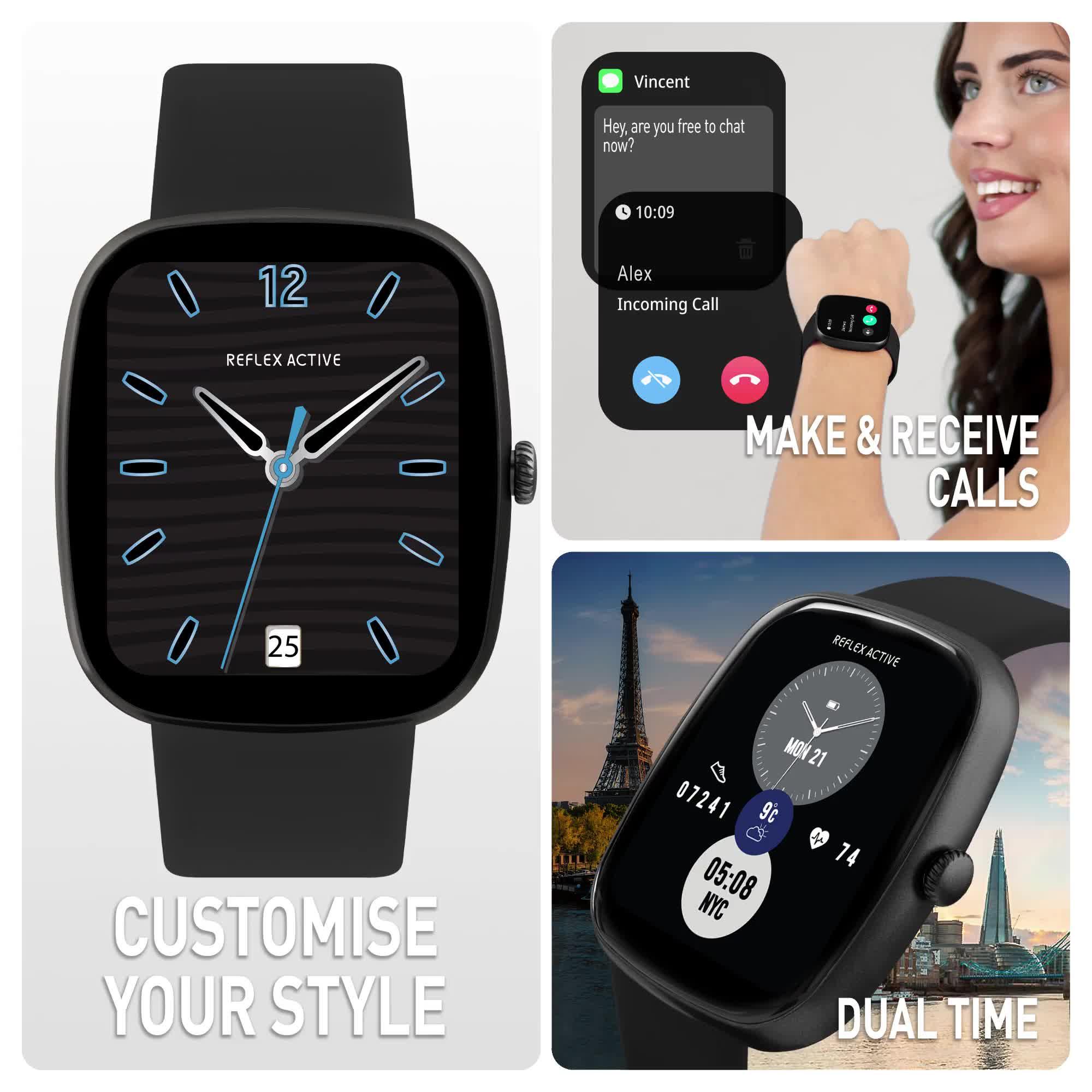 Video of reflex-active-series-50-smart-black-calling-watch-interchangeable-set