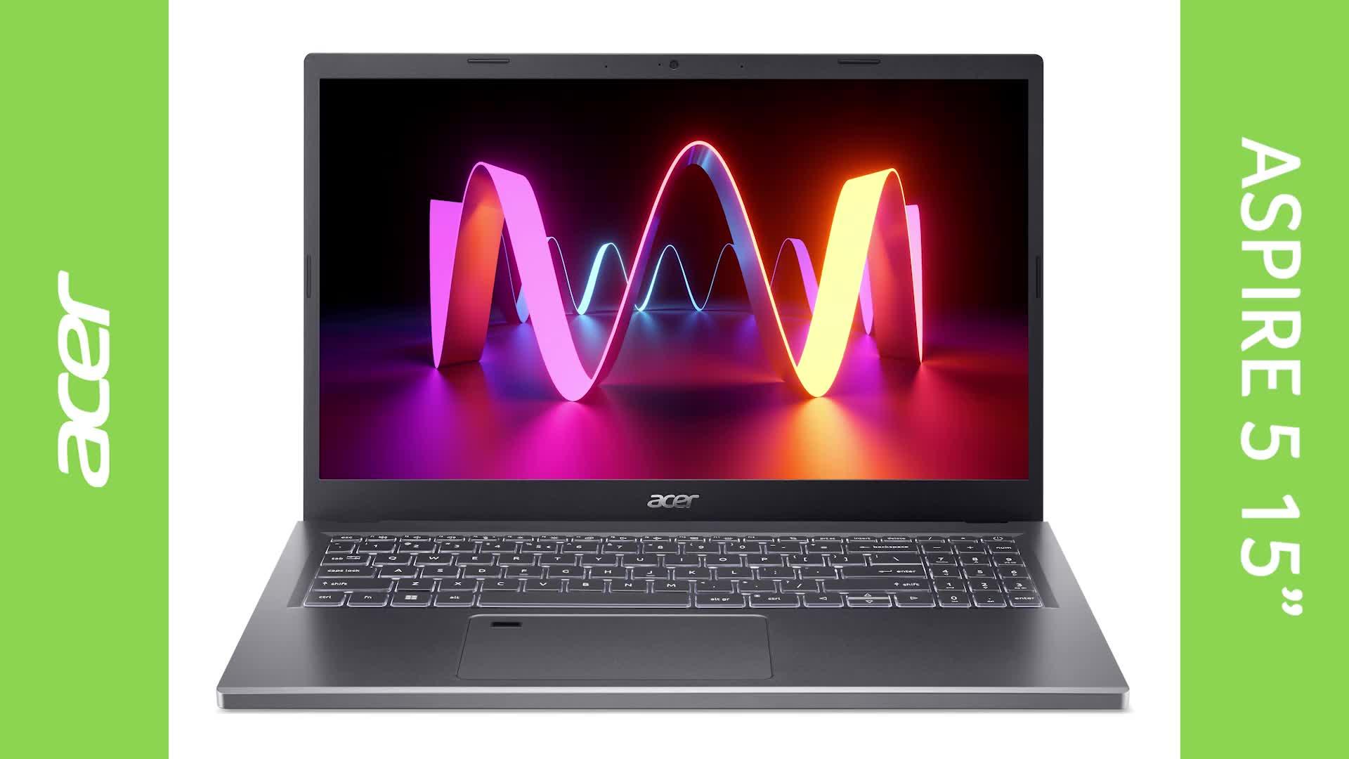 Video of acer-aspire-5-a515-48m-laptop-156in-fhd-amd-ryzen-7-7730u-16gb-ram-1tb-ssd-iron