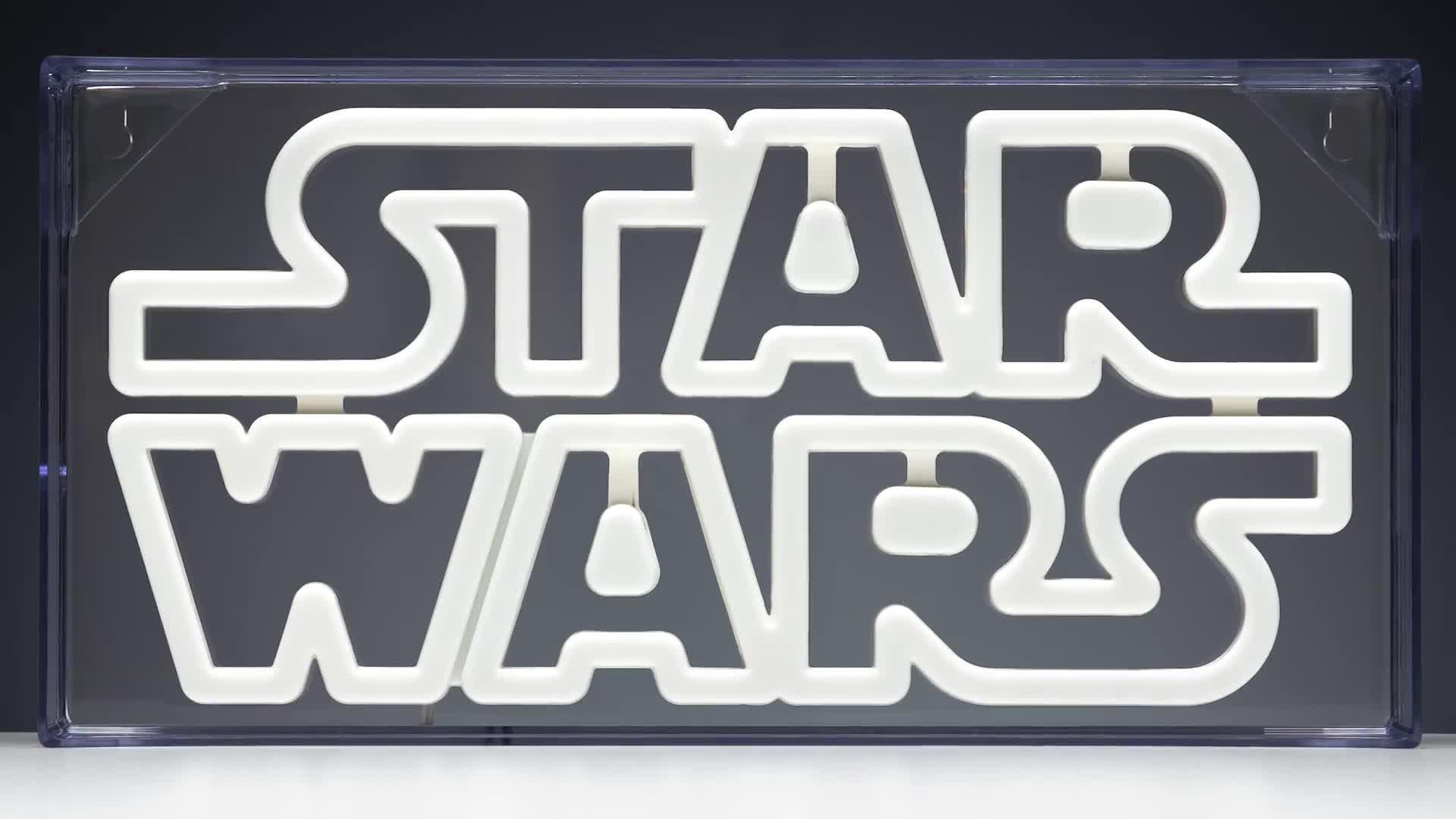 Video of star-wars-led-neon-logo-light-officially-licensed-free-standing-or-wall-mountable-light-sign-game-room-accessories-and-film-memorabilia-deacutecor