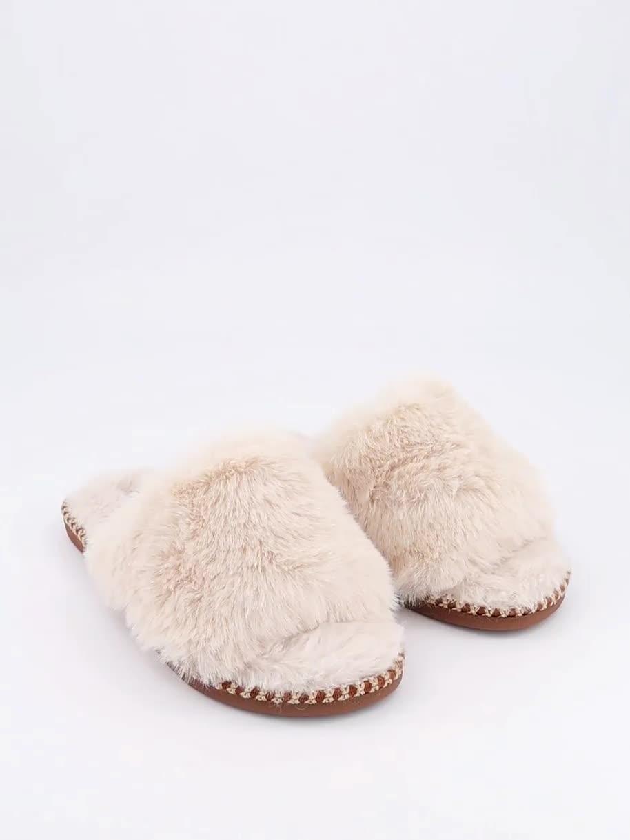 Image thumbnail 7 of 7 of V by Very Faux Fur Slider Slipper - Cream
