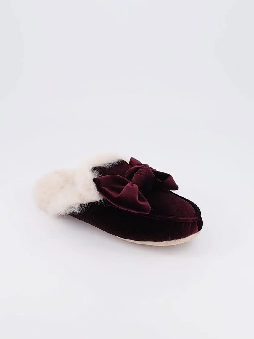 Image thumbnail 7 of 7 of V by Very Bow Velvet Mule Slipper - Red