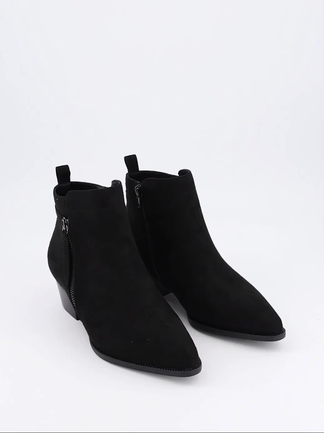 Image thumbnail 7 of 7 of V by Very Wide Fit Western Ankle Boot - Black