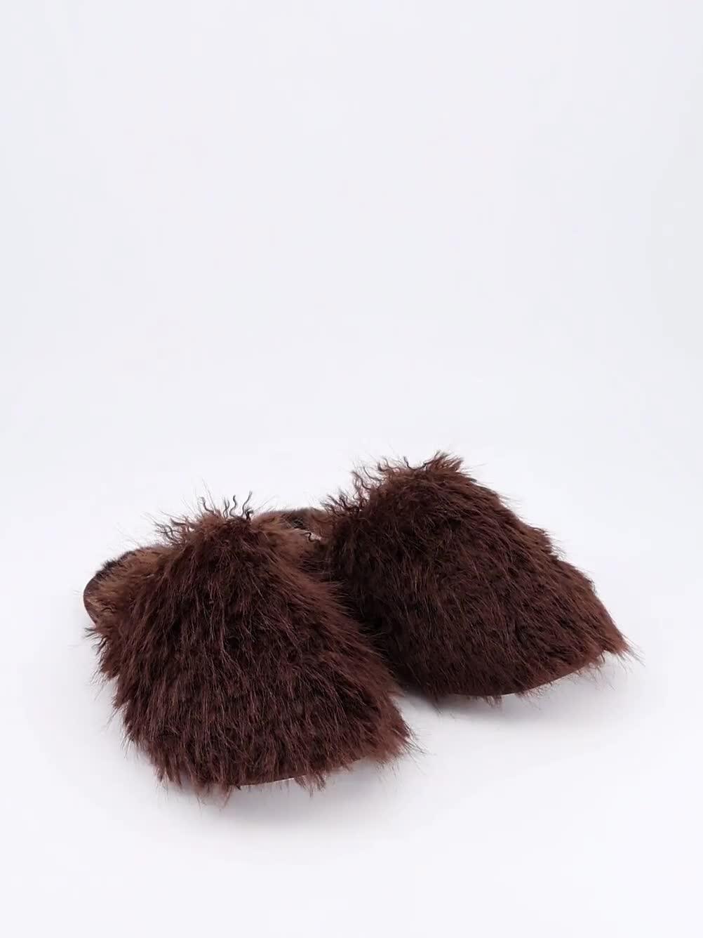 Image thumbnail 7 of 7 of V by Very Faux Fur Mule Slippers - Grey