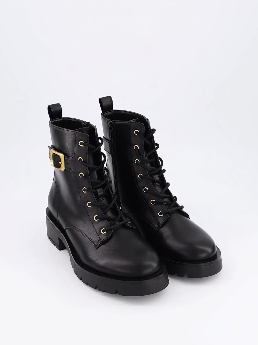 Image thumbnail 7 of 7 of V by Very Wide Fit Lace Up Ankle Boot - Black
