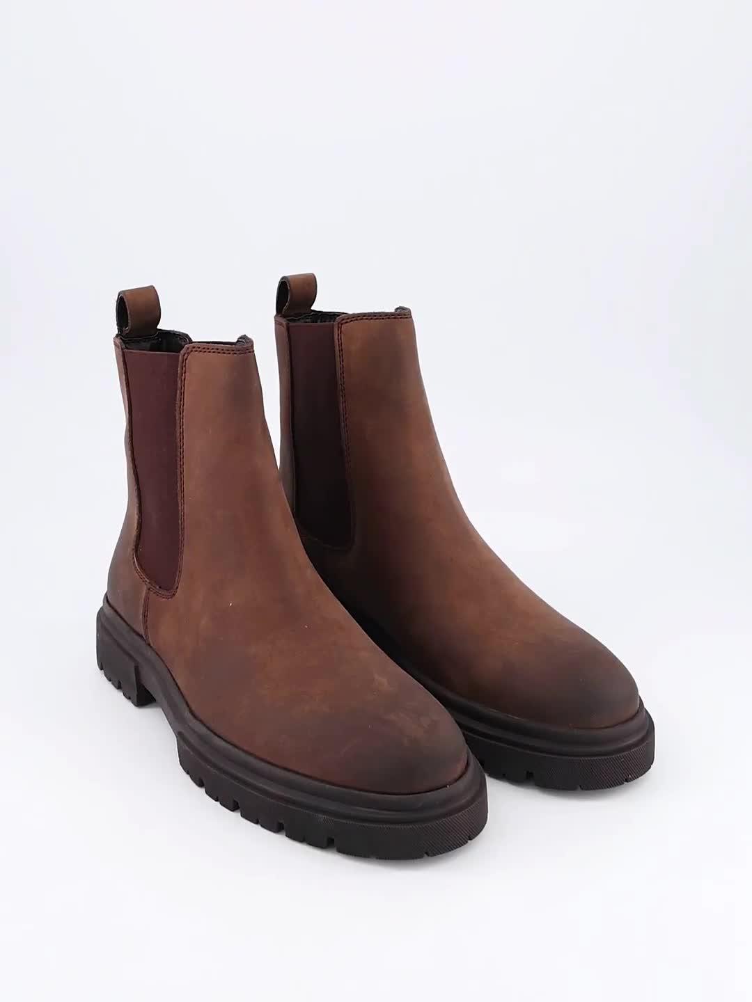 Video of the-very-collection-nobuck-leather-cleated-chelsea-boot-brown