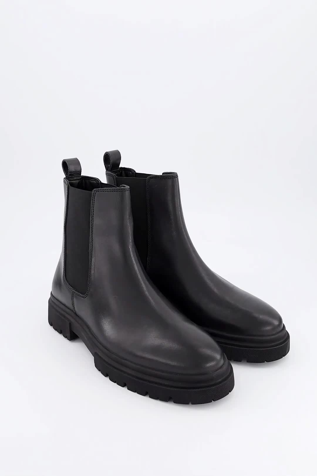 Video of the-very-collection-leather-cleated-chelsea-boots-black