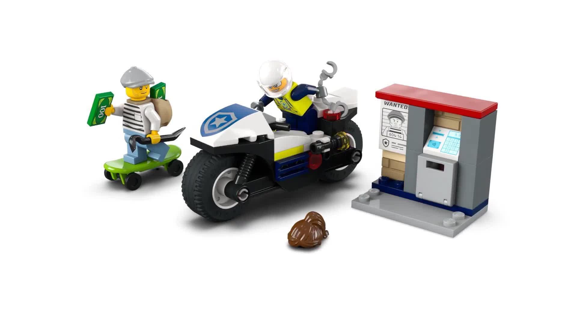 Video of lego-city-police-motorcycle-chase-toy-motorbike-set-60455