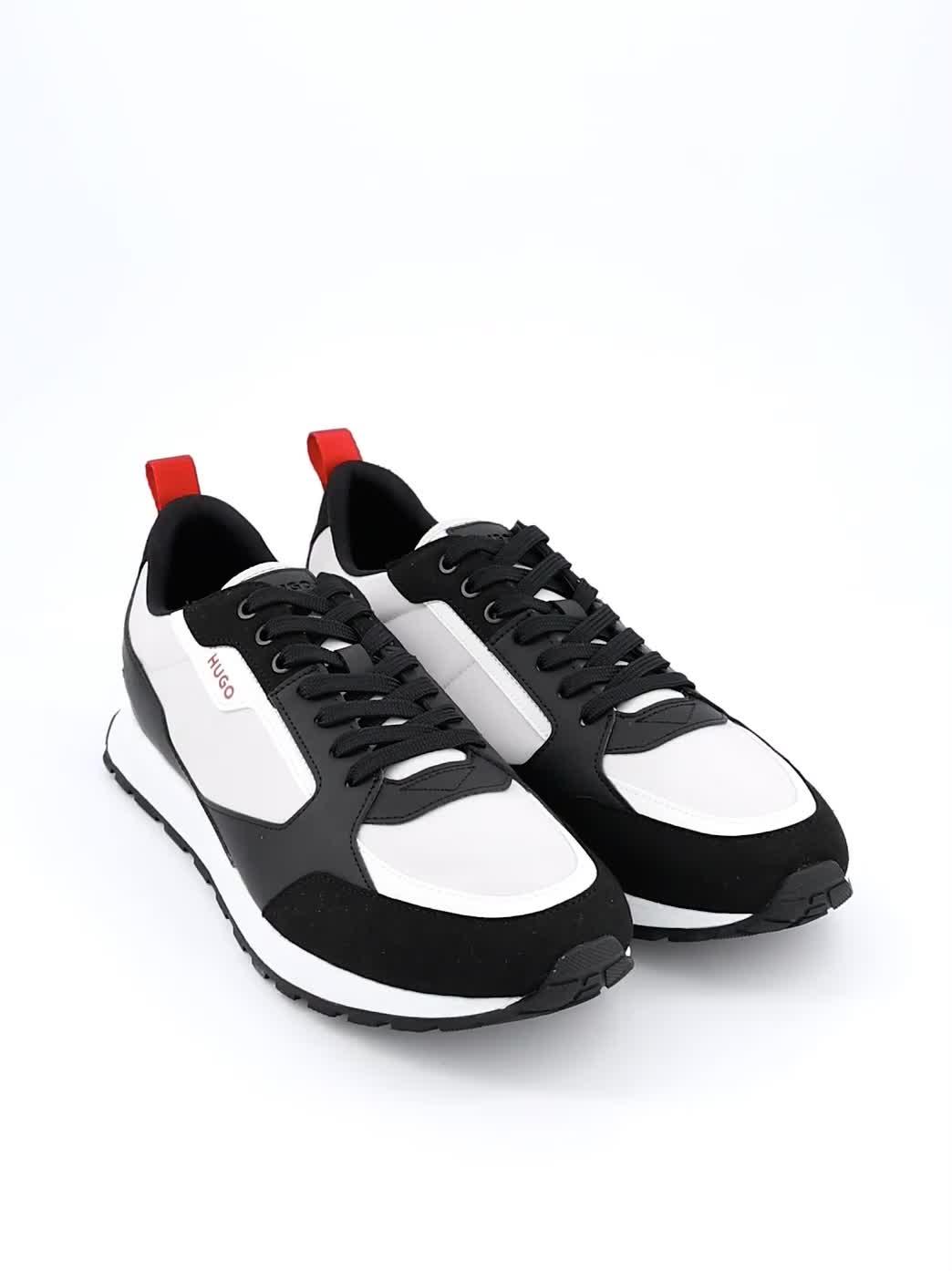 Image thumbnail 7 of 7 of HUGO Icelin Nylon/Leather Lace Runner Trainers - White/Black