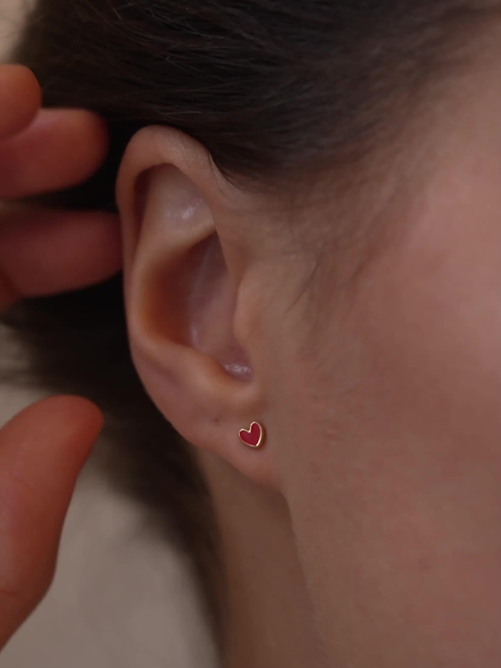 Image thumbnail 4 of 4 of ENAMEL Copenhagen Red Enamel Amore Heart Studs