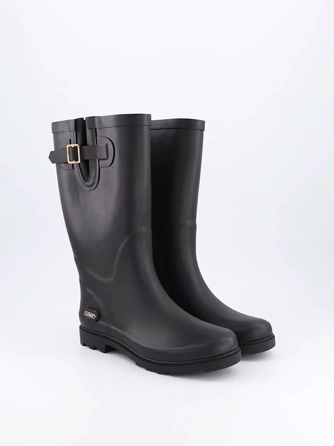 Video of elle-sport-tall-wellington-boot-with-buckle-black
