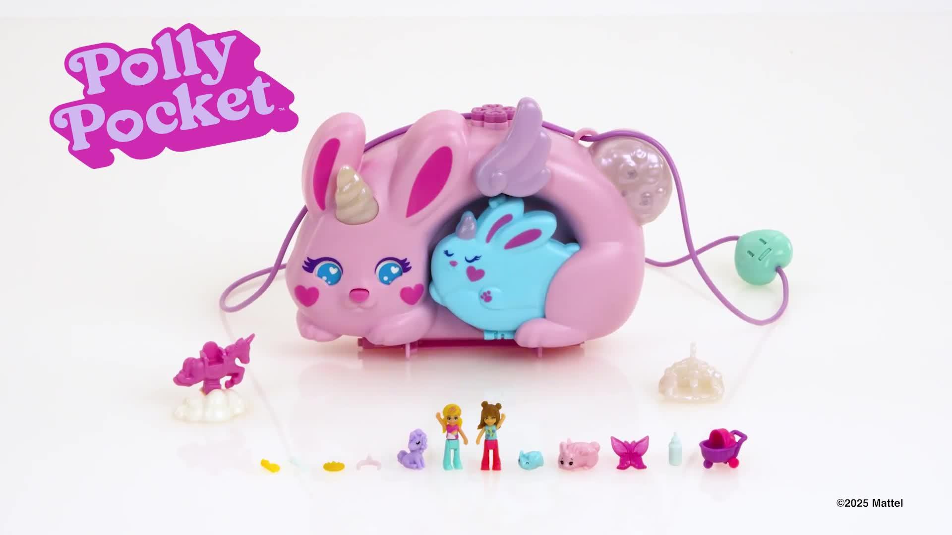 Image thumbnail 8 of 8 of Polly Pocket 2-in-1 Bunny Fun Compact, Wearable Purse Playset with 2 Dolls & 12 Accessories Including Pets