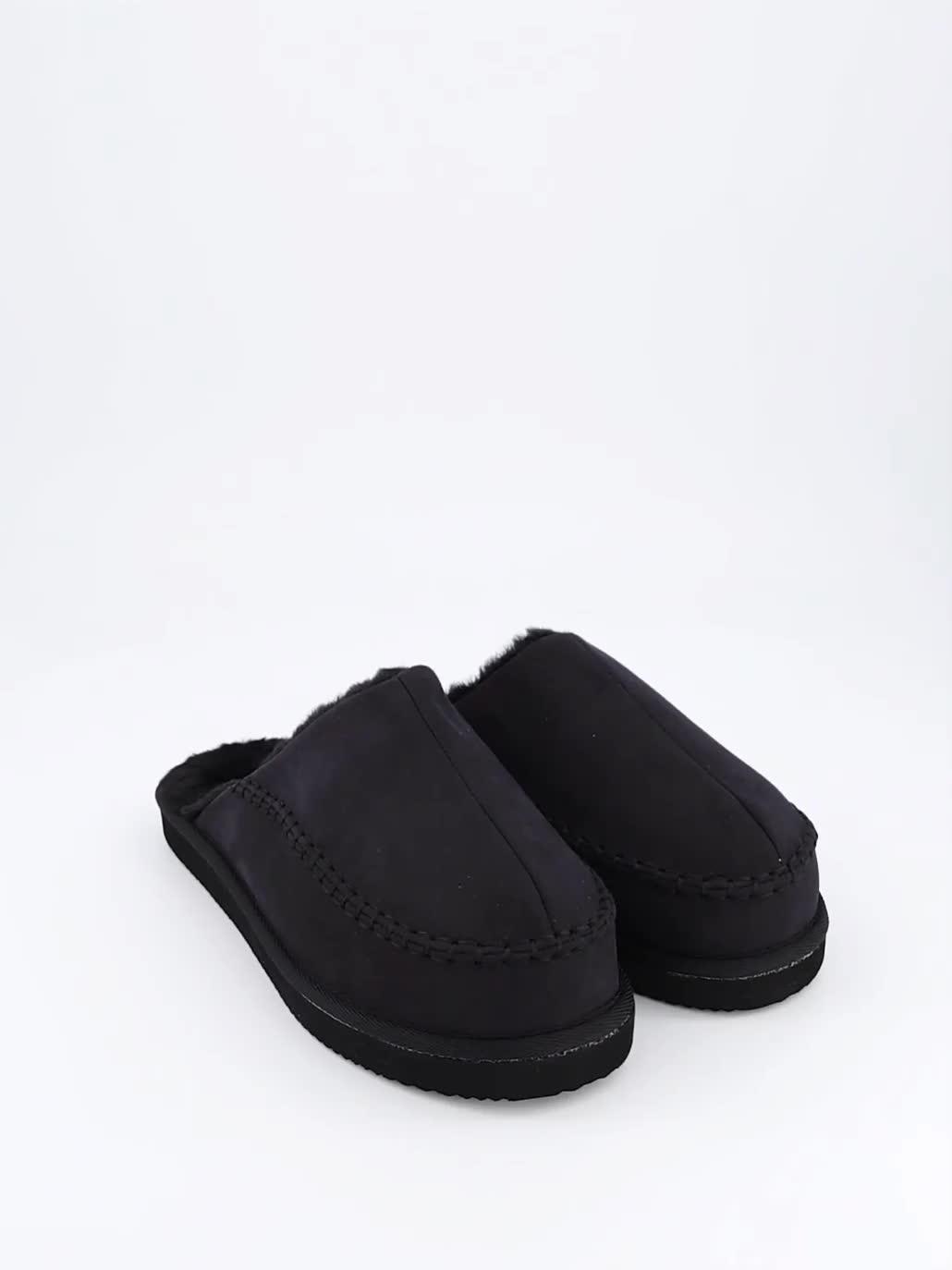 Video of jack-jones-manor-moccasin-mule-slippers-dark-grey
