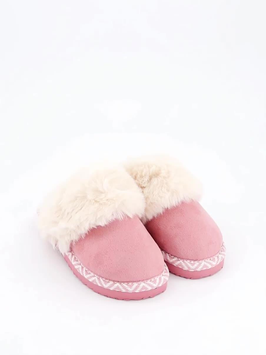 Video of the-very-collection-younger-girls-faux-suede-mule-slipper-pink