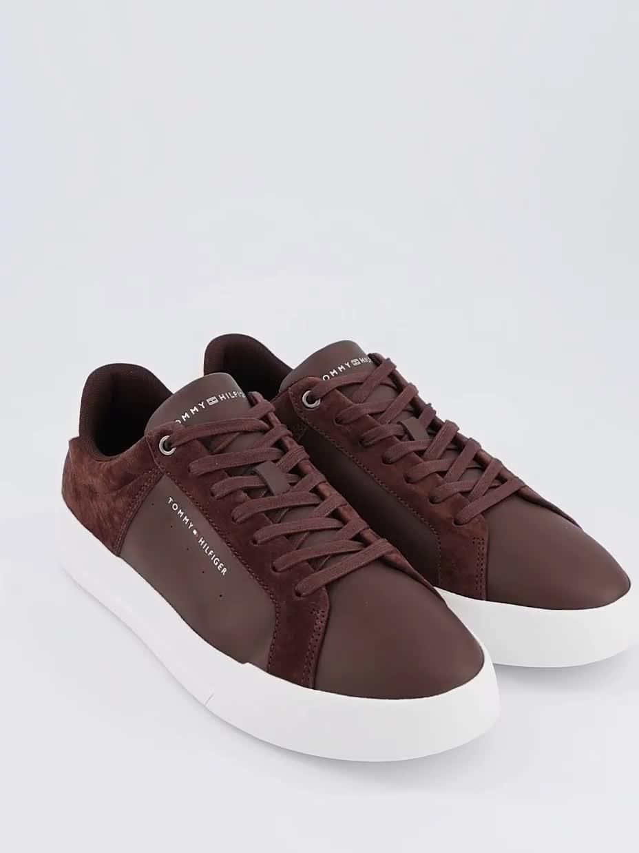 Image thumbnail 7 of 7 of Tommy Hilfiger Th Court Mix Nubuck Trainers - Brown