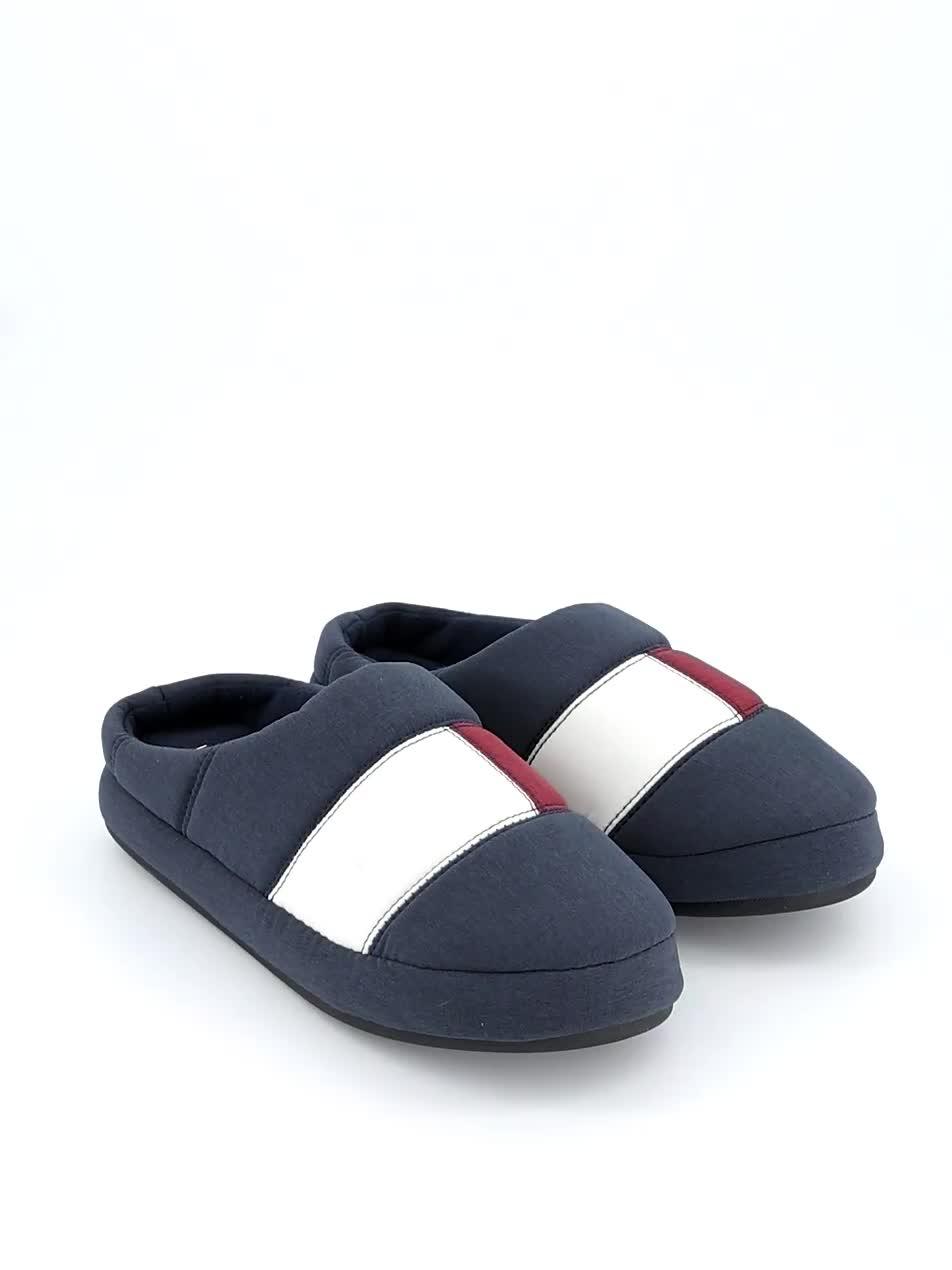 Video of tommy-hilfiger-flag-house-slippers-navy