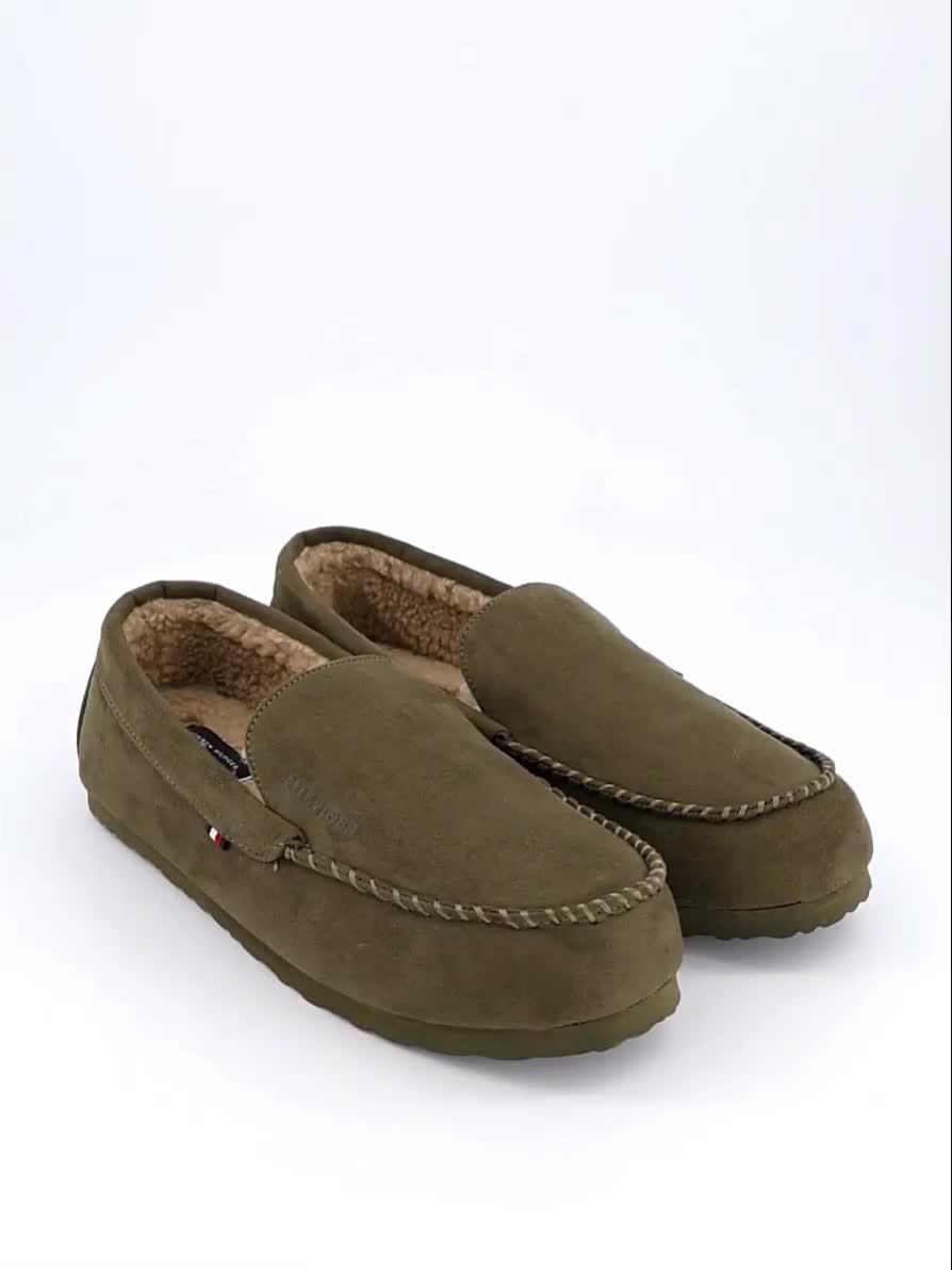 Video of tommy-hilfiger-driver-suede-slippers-green