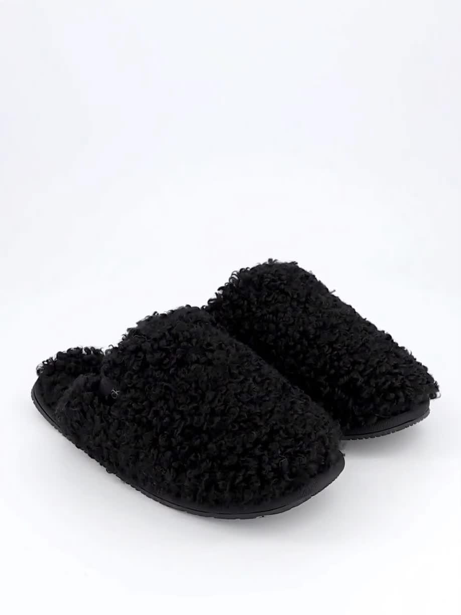 Video of calvin-klein-faux-fur-teddy-slipper-black