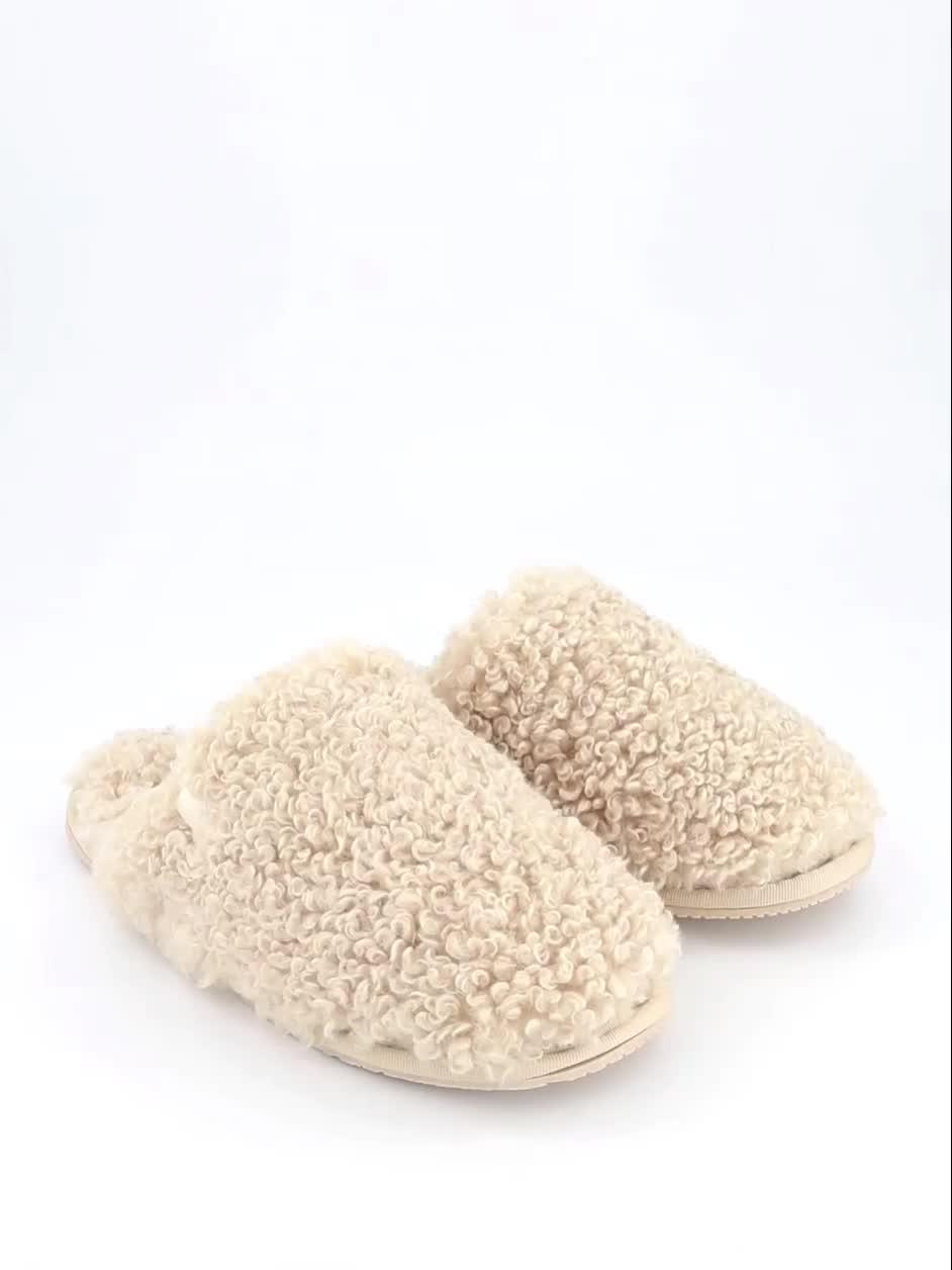 Video of calvin-klein-faux-shearling-sherpa-slippers-cream