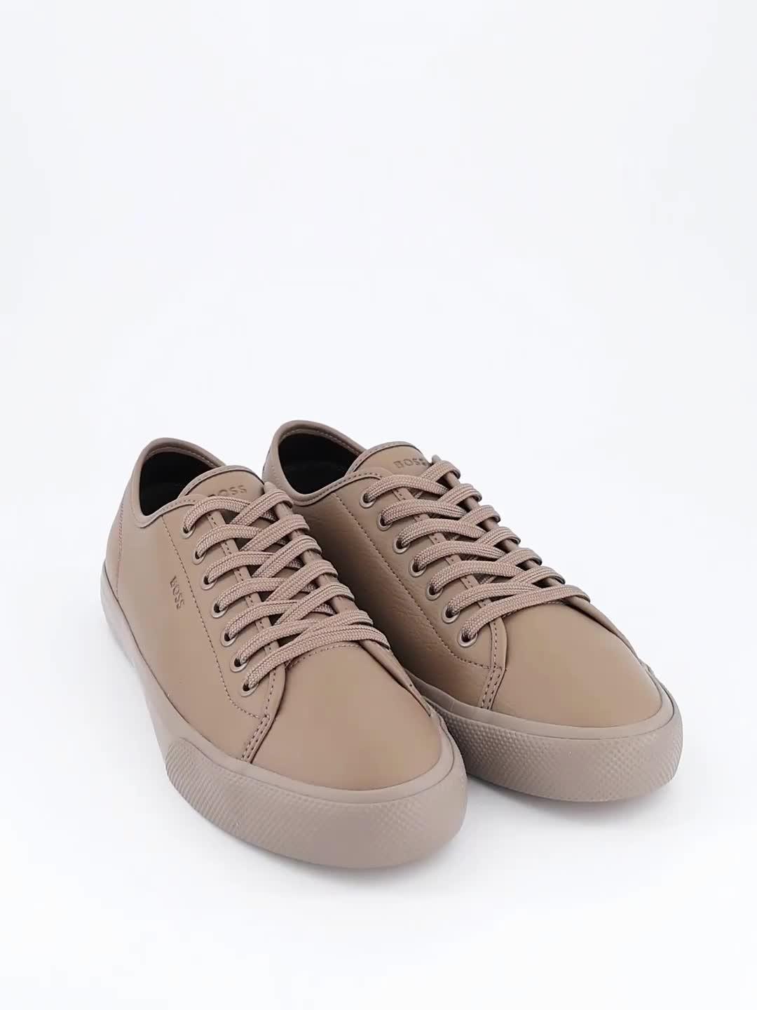 Video of boss-aiden-pu-tennis-sneakers-beige