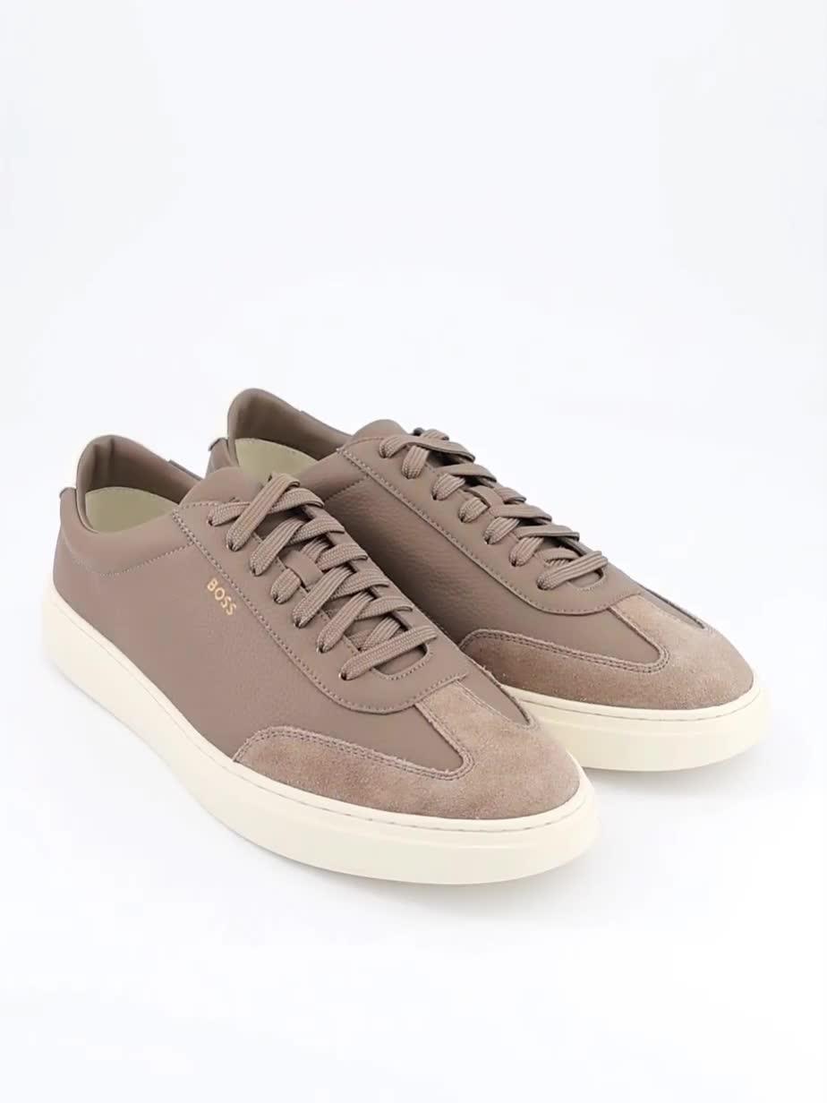 Image thumbnail 7 of 7 of BOSS Kieran Leather/Suede Sneakers - Beige