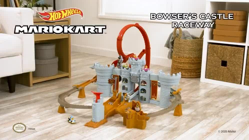 Image thumbnail 8 of 8 of Hot Wheels Mario Kart Bowser's Castle Track Set with 1:64 Scale Die-Cast Kamek Toy Vehicle &amp; Storage