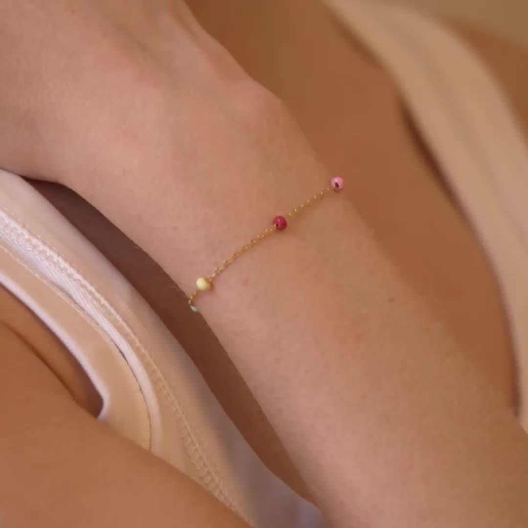Image thumbnail 4 of 4 of ENAMEL Copenhagen Lola Bold Bracelet 18ct Gold Plated 925 Sterling Silver - Rainbow