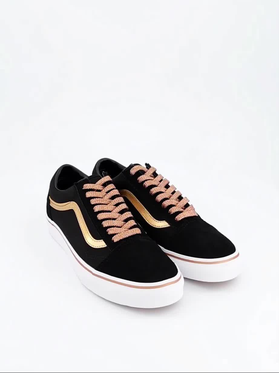 Video of vans-unisex-old-skool-trainers-metallic-pop-black