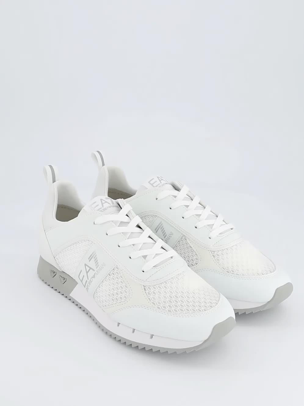 Image thumbnail 7 of 7 of EA7 Emporio Armani Side Logo Mesh &amp; Pu Runner Trainers - White