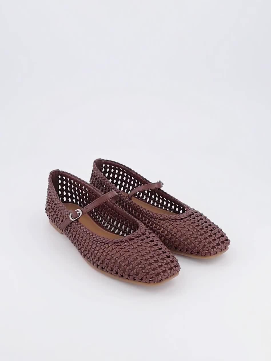 Video of the-very-collection-square-toe-woven-ballet-flat-chocolate