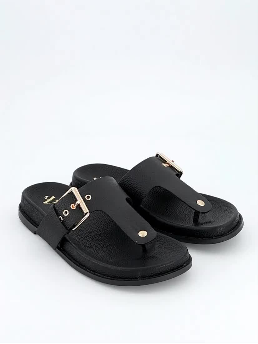 Video of the-very-collection-toe-post-footbed-sandal-black